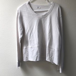 Wilt new white raw babydoll crossover neck long sleeve solid sweatshirt